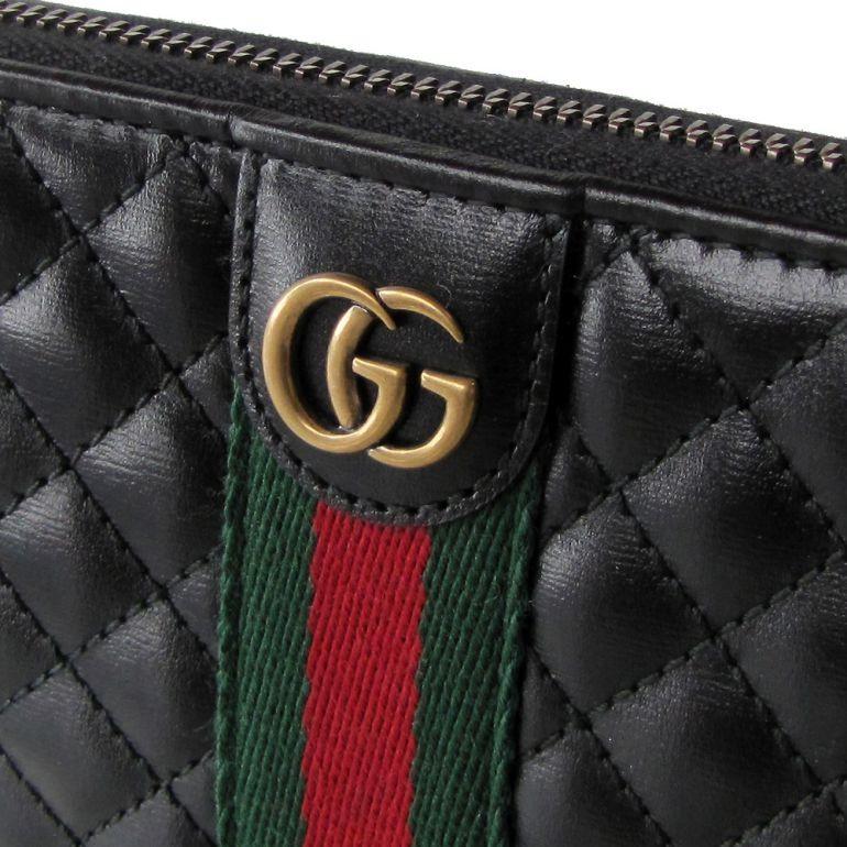 グッチ GUCCI 長財布 ラウンドファスナー キルティングレザー ダブルG ブラック 536450 0YKBT 1060