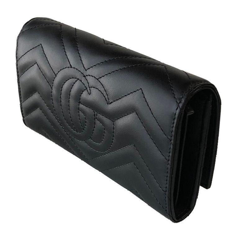 グッチ長財布 GGマーモント コンチネンタルウォレット ダブルG パスケース付き ブラック 546577 DTD1T 1000