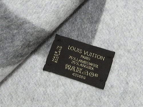 ルイヴィトン LOUIS VUITTON M74205 マフラー エシャルプ・カーディフ グリ グレーxライトグレー