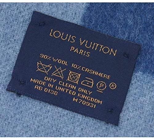 ルイ・ヴィトンマフラー M70931 LOUIS VUITTON ヴィトン LV エシャルプ・カーディフ ウール/カシミア ホワイトブルー