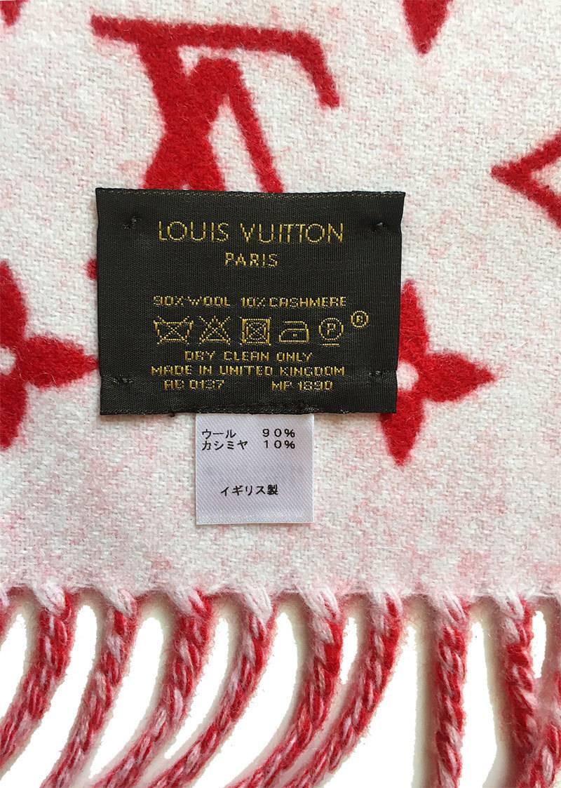 ルイヴィトン vuitton×supremeヴィトン×シュプリーム マフラー 赤 NP1890