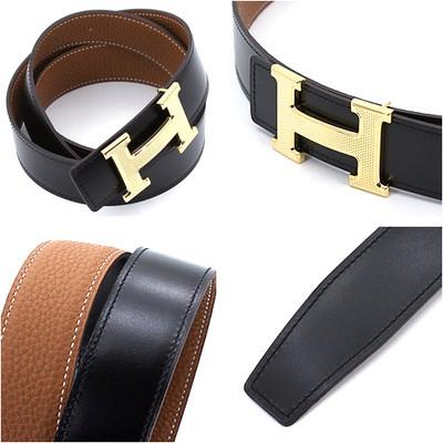 エルメス ベルト HERMES エルメス レザーベルト メンズ　レザーシルバーンゴールドンバックル he-be-6809