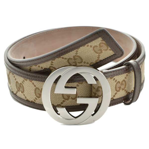 グッチベルト GUCCI インターロッキング G バックル キャンバス レザー ベージュ 114984 F40IR 9643
