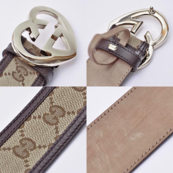 グッチ GUCCI ベルト BELT 245856 FAFXG 9643 GGキャンバス×レザー ベージュ×ダークブラウン