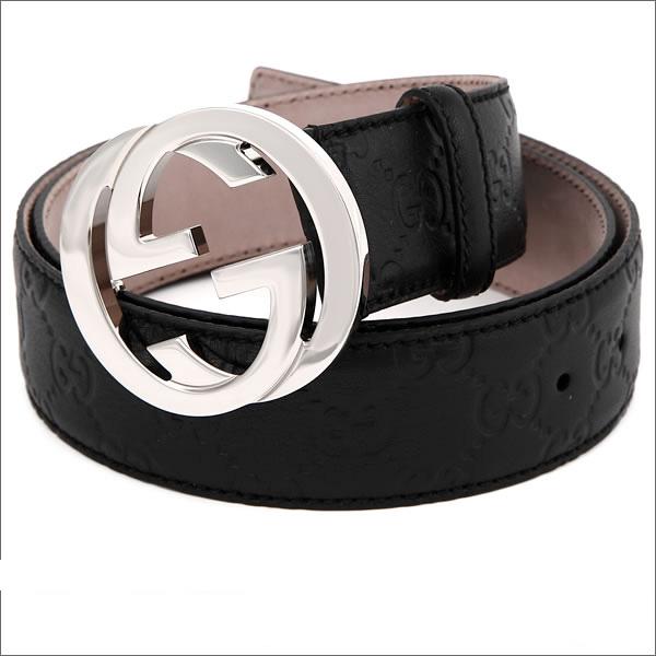 グッチ  ベルト GUCCI グッチシマ 型押しレザー メンズ ブラック 114984-AA61N-1001