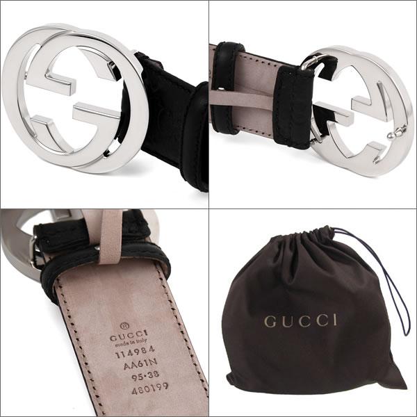 グッチ  ベルト GUCCI グッチシマ 型押しレザー メンズ ブラック 114984-AA61N-1001