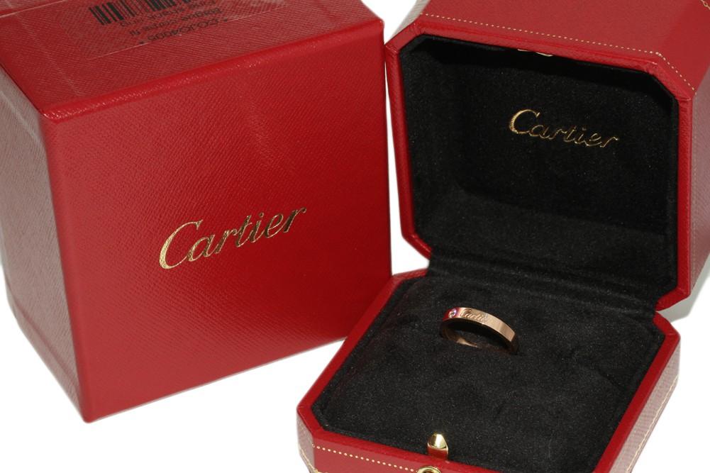 Cartier カルティエ  K18PG ダイヤ1P 0.03ct  エングレーブドリング 幅3ミリ  指輪 リング  B40864