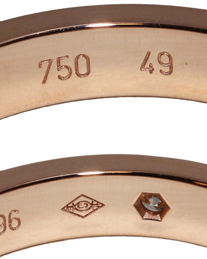 Cartier カルティエ  K18PG ダイヤ1P 0.03ct  エングレーブドリング 幅3ミリ  指輪 リング  B40864