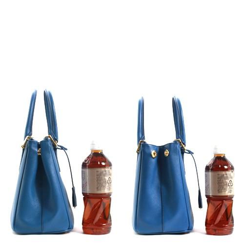 プラダ PRADA SAFFIANO LUX 三角ロゴプレート ハンドバッグ コバルトブルー＆ゴールド BN1801