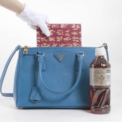 プラダ PRADA SAFFIANO LUX 三角ロゴプレート ハンドバッグ コバルトブルー＆ゴールド BN1801