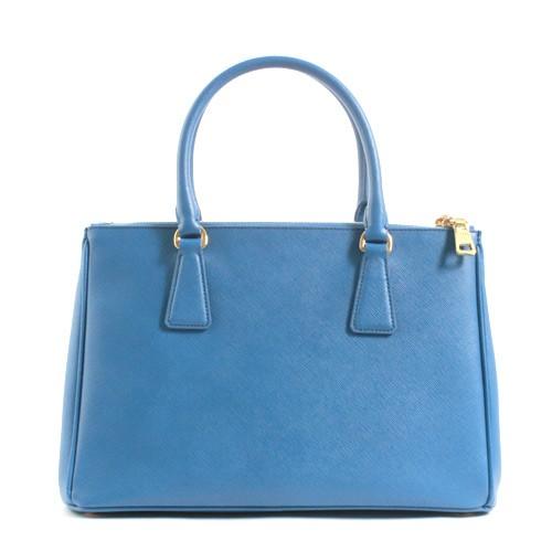 プラダ PRADA SAFFIANO LUX 三角ロゴプレート ハンドバッグ コバルトブルー＆ゴールド BN1801