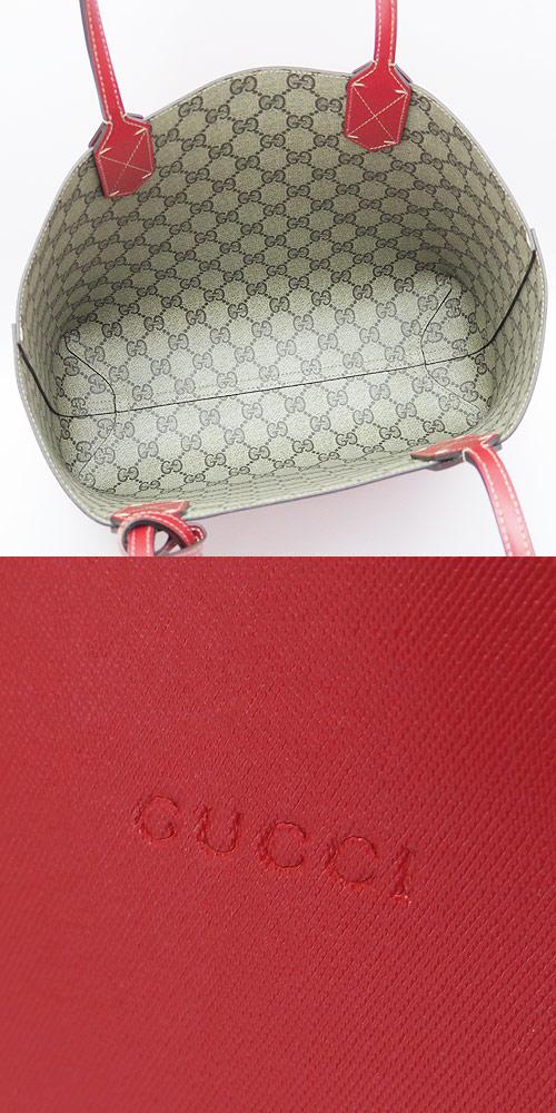グッチ (Gucci) リバーシブル GGレザー スモール トートバッグ 372613-A9810-8411 レッド