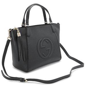 グッチ  GUCCI ソーホー 2way ハンドバッグ レザー ブラック インターロッキングG タッセル レディース 369176 A7M0G 1000