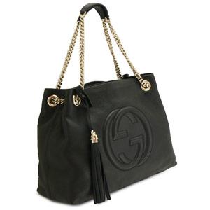 グッチ  （GUCCI） チェーントートバッグ ソーホー レザー ブラック ゴールド金具 レディース 308982 A7M0G 1000