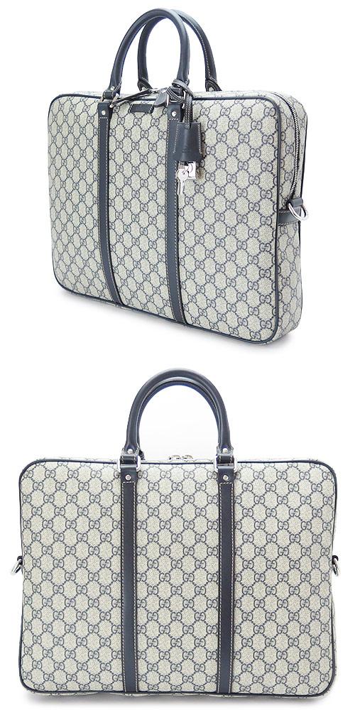 グッチ 201480 KGDHN 4075 GGスプリーム ブリーフケース BEIGE/BLU+BLU メンズ