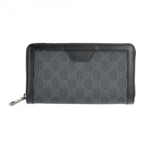 グッチ財布 GUCCI ラウンドファスナー長財布 GGスプリーム メンズ レディース グレー×ブラック 322147-KGDHR-1078