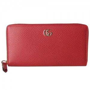 グッチ GUCCI 長財布 レディース ラウンドファスナー プチ マーモント ダブルG ハイビスカスレッド 456117 CAO0G 6433
