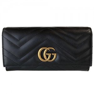 グッチ長財布 GGマーモント コンチネンタルウォレット ダブルG パスケース付き ブラック 546577 DTD1T 1000
