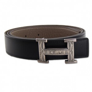 エルメスベルト HERMES エルメス レザーベルト メンズ　レザーシルバーパターンバックル he-be-6813