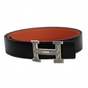 エルメス ベルト HERMES エルメス レザーベルト メンズ　レザーシルバーパターンバックルhe-be-6814