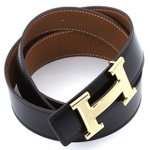 エルメス ベルト HERMES エルメス レザーベルト メンズ　レザーシルバーンゴールドンバックル he-be-6809
