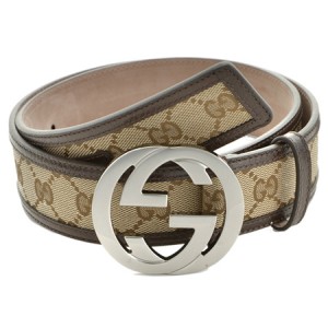 グッチベルト GUCCI インターロッキング G バックル キャンバス レザー ベージュ 114984 F40IR 9643
