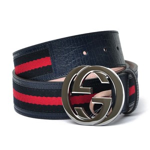 GUCCI グッチ アパレル　ベルト　メンズ　シェリーライン　ネイビー/レッド　114984 H17AR 8497　アパレル