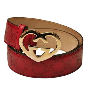 GUCCI グッチ ハートシェープインターロッキング Gバックル グッチシマ ベルト ディープレッド 245856 AA61G 6236