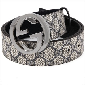 グッチベルト GUCCI Gバックル メンズベルト ベージュ×ネイビー 114984-KGD1R-4075
