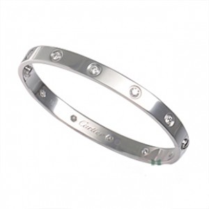 カルティエブレスレット K18WG ダイヤ10P 0.96ct /フルダイヤ ラブブレス バングル B60109 