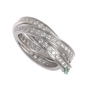 Cartier (カルティエ) トリニティリング フルダイヤ WG ホワイトゴールド 指輪 三連 フルエタニティリング B4106257