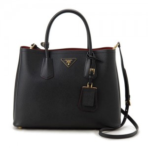 PRADA プラダ 2WAY ダブルバッグ トートバッグ サフィアーノ BN2775 ブラック 黒 レッド 赤 ロゴ レディース ブランド