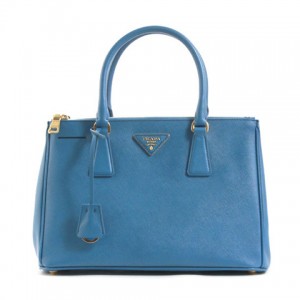 プラダ PRADA SAFFIANO LUX 三角ロゴプレート ハンドバッグ コバルトブルー＆ゴールド BN1801