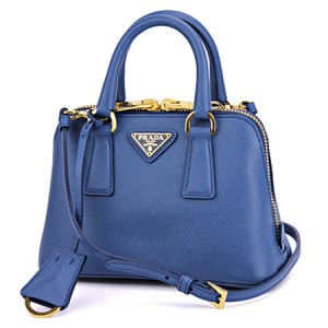 プラダ 2WAYミニハンドバッグ 青 G金具 BL0851 レディース サフィアーノ PRADA ギャラ ストラップ