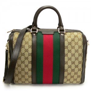 グッチ GUCCI GGキャンバス 2WAY ハンドバッグ ミニボストンバッグ ウェブ レザー ベージュ ブラック 247205 FWCZG 9791