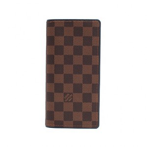 ルイヴィトン ダミエ ポルトフォイユ ブラザ 二つ折り長財布 N63153 エベヌ ブルー