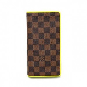 ルイヴィトン 　LOUISVUITTON　ダミエ　ポルトフォイユブラザ　二つ折り長財布　エベヌ　ジョーヌ　N63154