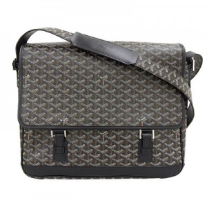ゴヤール  グランブルーGM ショルダーバッグ メッセンジャーバッグ PVC×レザー ブラック 黒 メンズ GOYARD G2020656