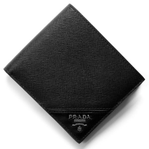 プラダ二つ折り財布 PRADA サフィアーノ/SAFFIANO メタル/METAL ブラック 2MO738 QME F0002 メンズ