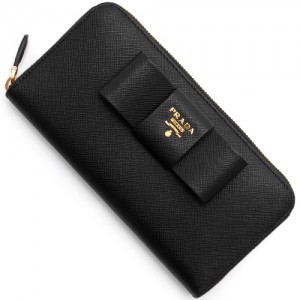 プラダ PRADA 長財布 SAFFIANO FIOCCO ブラック 1ML506 ZTM F0002 レディース