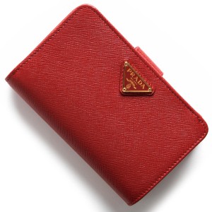 プラダ PRADA 二つ折り財布 サフィアーノ トライアングル SAFFIANO TRIANG 三角ロゴプレート フォーコレッド 1ML225 QHH F068Z レディース