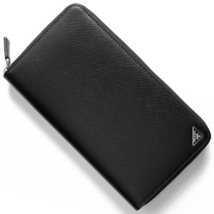 プラダ PRADA 長財布/パスポートケース サフィアーノ/SAFFIANO トライアングル/TRIANG 三角ロゴプレート ブラック 2ML188 QHH F0002 メンズ