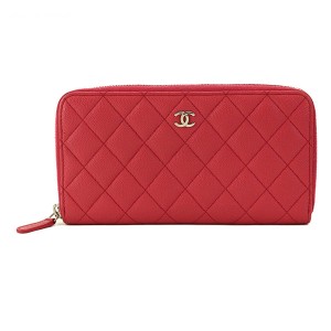 シャネル CHANEL マトラッセ ラウンドファスナー 長財布 キャビアスキン ピンク A50097