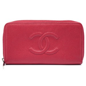CHANEL シャネル A50071 ラウンドファスナー長財布 キャビアスキン レッド