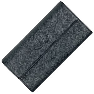 シャネル CHANEL ココマーク 二つ折り ウォレット 長財布 キャビアスキン レディース A50070