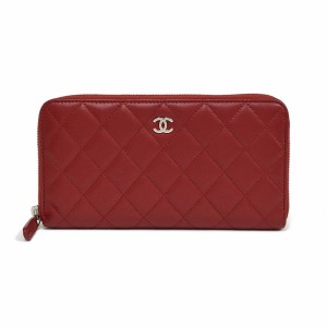 シャネル マトラッセ ジッピーウォレット A50097 レザー 本革 レッド 赤 ラウンドファスナー ラウンドジップ 長財布 CHANEL