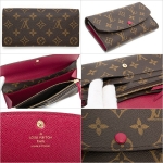 ルイヴィトン財布 LOUIS VUITTON M60697 モノグラム ポルトフォイユ・エミリー 長財布 フューシャ