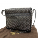 ゴヤール  グランブルーGM ショルダーバッグ メッセンジャーバッグ PVC×レザー ブラック 黒 メンズ GOYARD G2020656