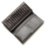 BOTTEGA VENETA ボッテガ ヴェネタ イントレチャート 2つ折長財布 札入れ レザー カーフ ダークブラウン 120697 V4651 2040