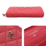 シャネル CHANEL マトラッセ ラウンドファスナー 長財布 キャビアスキン ピンク A50097